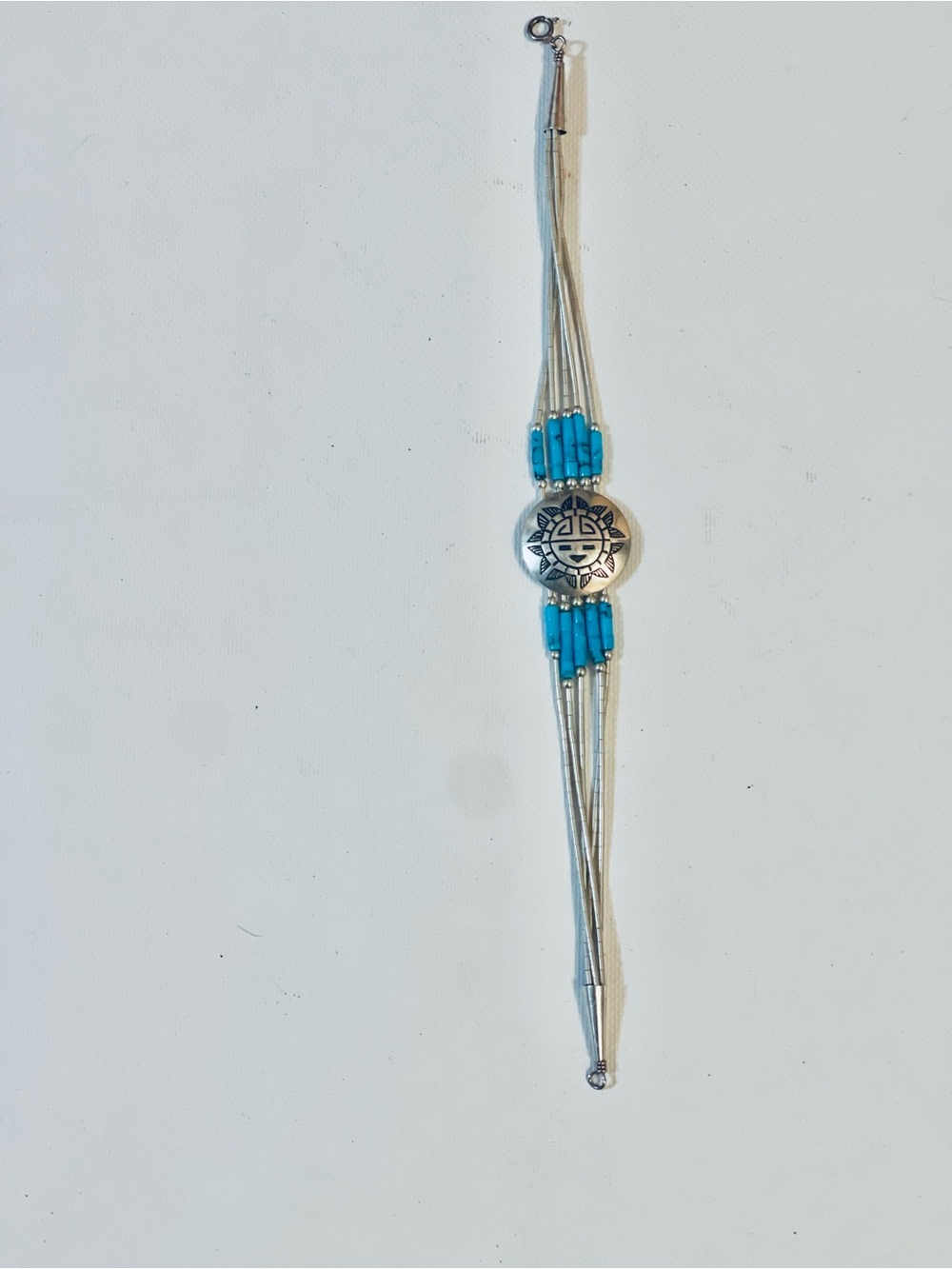 VTG Liquid Silver Native American Navajo Turquoise Sunface Concho
Bracelet